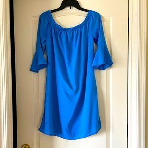 Royal Blue Off the Shoulder Dress - Size Medium